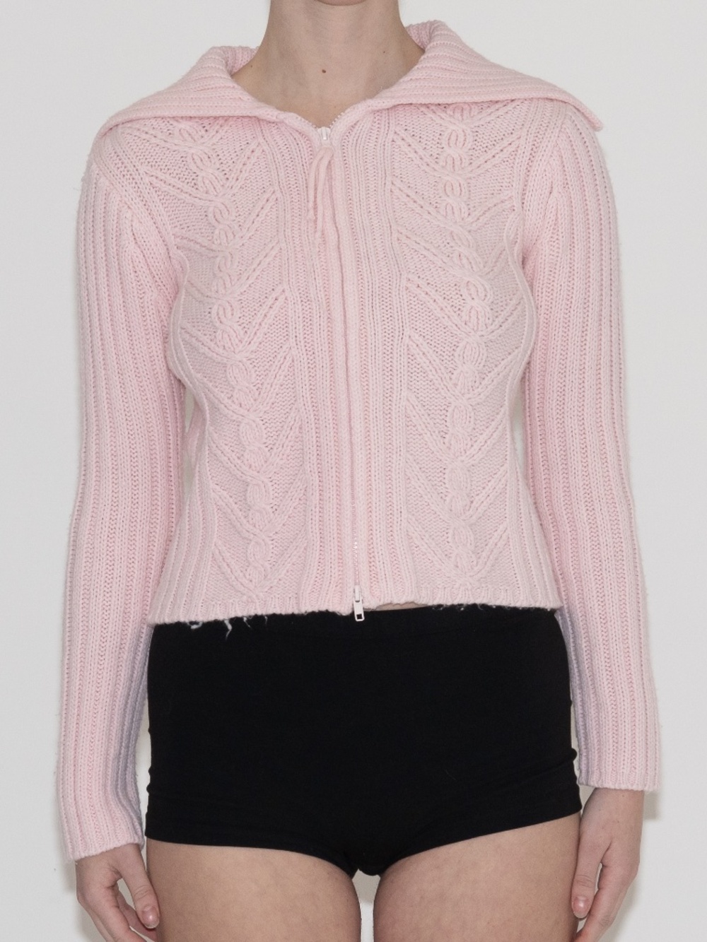 Y2k pink zip up sweater size medium one step up acrylic
